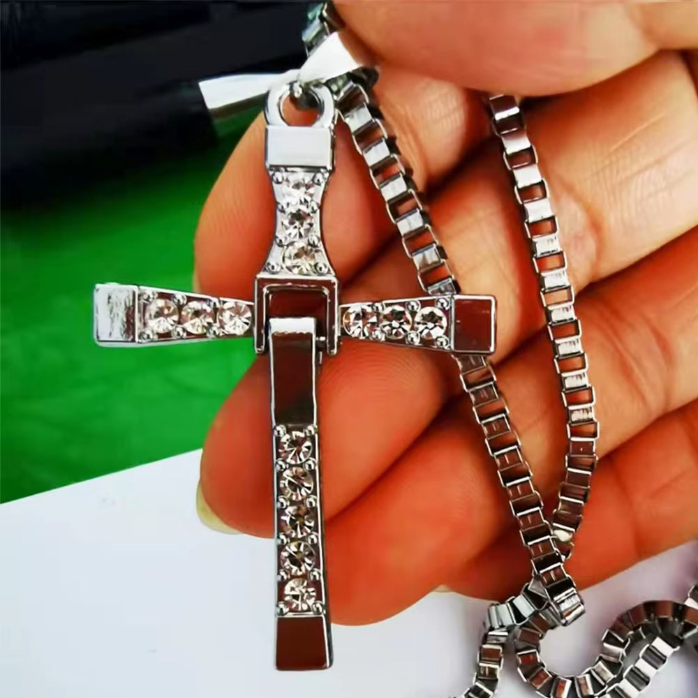 45*27Mm Small Size Copper Plated Silver Cross Pendant Necklace 60Cm Length Men Women Neck Hanging Jewelry Wholesale Dropshipping