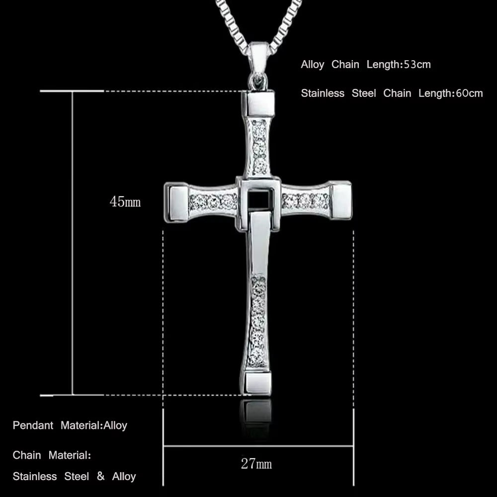 45*27Mm Small Size Copper Plated Silver Cross Pendant Necklace 60Cm Length Men Women Neck Hanging Jewelry Wholesale Dropshipping