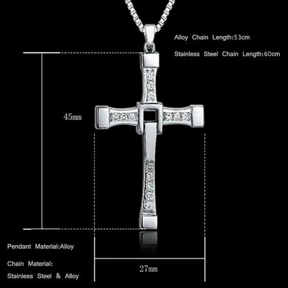 45*27Mm Small Size Copper Plated Silver Cross Pendant Necklace 60Cm Length Men Women Neck Hanging Jewelry Wholesale Dropshipping