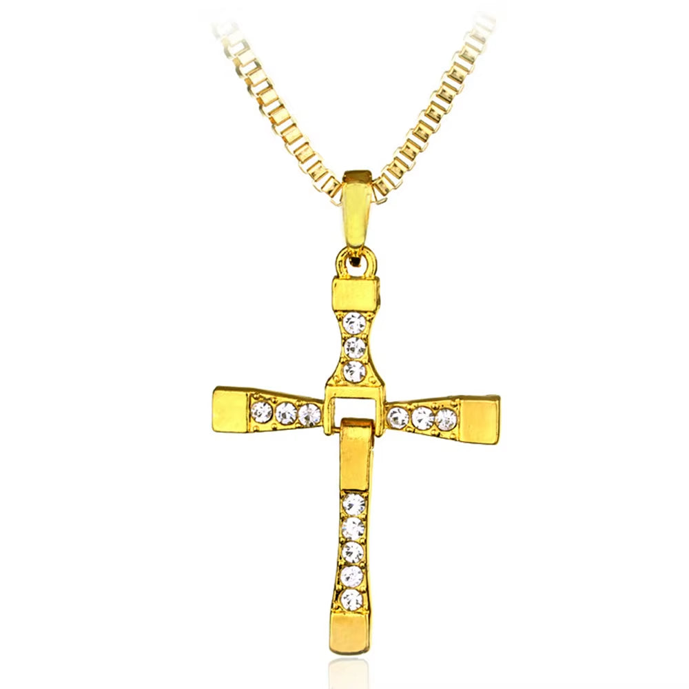 45*27Mm Small Size Copper Plated Silver Cross Pendant Necklace 60Cm Length Men Women Neck Hanging Jewelry Wholesale Dropshipping